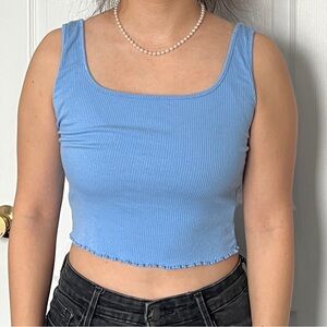 SHEIN Light Blue Ribbed Crop Top